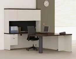 U Shaped Peninsula Desk with Hutch - Concept 70