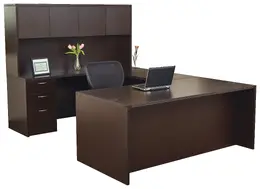 U Shaped Desk with Hutch and Drawers - Napa