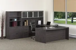 Bow Front U Shaped Desk with Storage - Napa