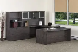 Bow Front U Shaped Desk with Storage - Napa