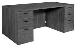 Double Pedestal Desk with Stepped Modesty Panel - Napa