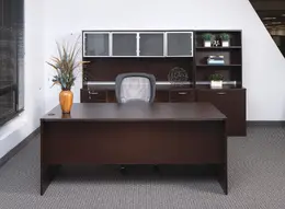 Rectangular Desk and Credenza with Storage - Lodi