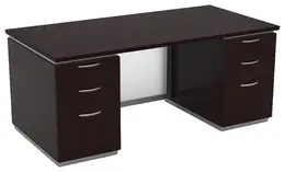 Double Pedestal Desk with Glass Modesty Panel - Tuxedo