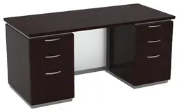 Double Pedestal Desk with Glass Modesty Panel - Tuxedo