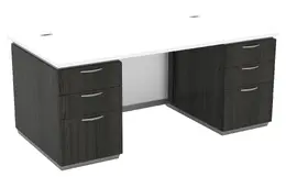 Double Pedestal Desk with Glass Modesty Panel - Tuxedo