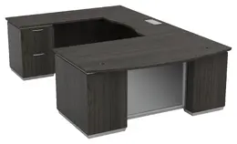 Bow Front U Shape Desk with Drawers and Power - Tuxedo