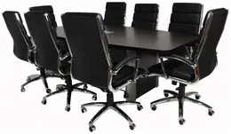 Boat Shaped Conference Table and Chairs Set - PL Laminate