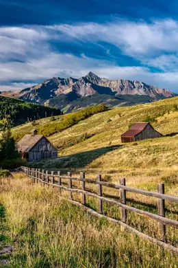 Barns at Aldasoro Vertical - Office Wall Art - Mountains