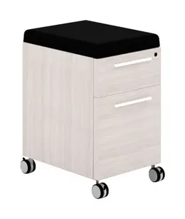 Mobile Pedestal Drawers with Black Fabric Cushion - Potenza