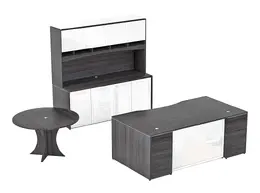 Bow Front Desk Set with Storage and Table - Potenza