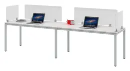 Two Person Workstation with Privacy Panels - Simple System