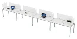 4 Person Workstation with Privacy Panels - Simple System