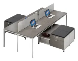 4 Person Workstation with Storage - Simple System