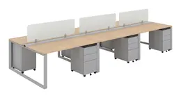 6 Person Workstation with Privacy Panels - Veloce