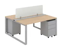 2 Person Workstation with Privacy Panels - Veloce