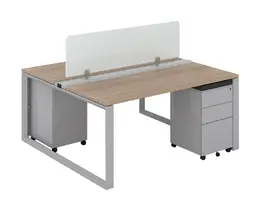 2 Person Workstation with Privacy Panels - Veloce