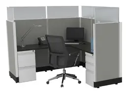 L Shaped Cubicle with Power - Systems