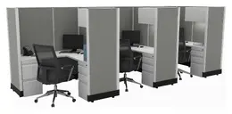 3 Person Cubicle with Power - Systems