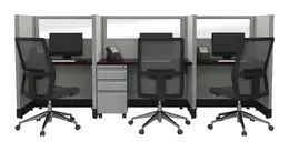 3 Person Call Center Cubicle with Power - Systems