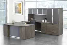 Bow Front U Shaped Desk with Storage - Napa