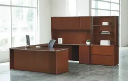 Bow Front U Shape Desk with Storage - Sonoma