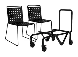 Stackable Outdoor Chair, Set of 10 with Included Dolly