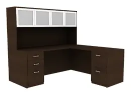 L Desk with Hutch - Amber