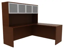 L-Shape Desk with Hutch - Amber