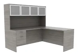 L-Shaped Desk with Hutch - Amber