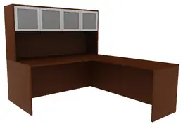 L-Shape Desk with Hutch - Amber