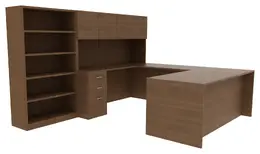 Office Desk with Bookcase - Amber