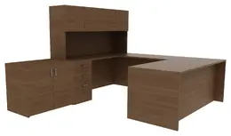 U-Shaped Desk with Hutch - Amber