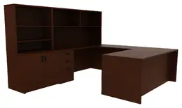 Office Desk with Hutch and Shelves - Amber