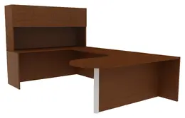 U Shaped Desk with Hutch - Amber
