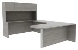 U Shaped Desk with Hutch - Amber