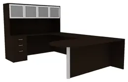 U Shaped Desk with Hutch - Amber