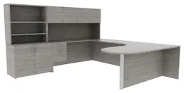 Desk with Hutch and Drawers - Amber