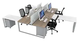 4 Person Workstation with Privacy Panels - Veloce