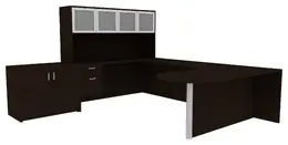 U Shaped Desk with Storage - Amber