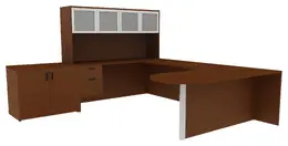 U Shaped Desk with Storage - Amber