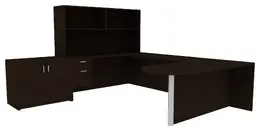 U Shaped Desk with Storage - Amber