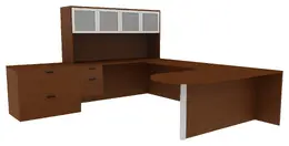 U Shaped Desk with Hutch - Amber