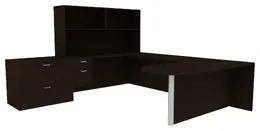 U Shaped Peninsula Desk with Storage - Amber