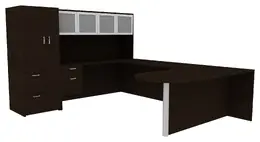 U Shaped Desk with Storage - Amber
