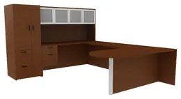 U Shaped Desk with Storage - Amber