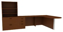 L-Shaped Desk with Drawers - Amber