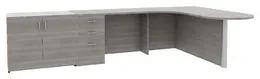 L Desk with Drawers - Amber