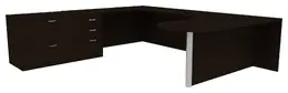 U Shape Desk with File Cabinet - Amber