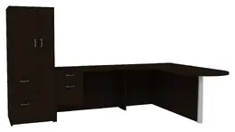 L Shape Peninsula Desk with Storage - Amber