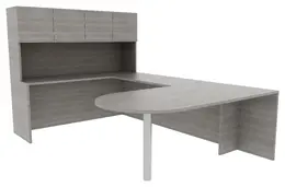U Shaped Office Desk with Hutch - Amber